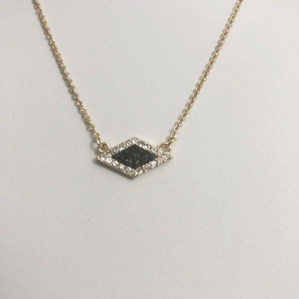 Sugarfix Black Druzy Diamond Rhinestone Necklace Gold Tone